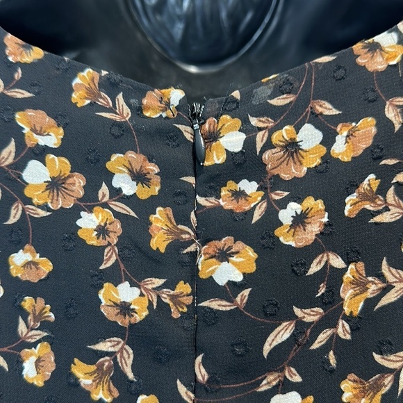 Storia Floral Print Long Sleeve Ruched Mini Dress Black Size S - Picture 9 of 10